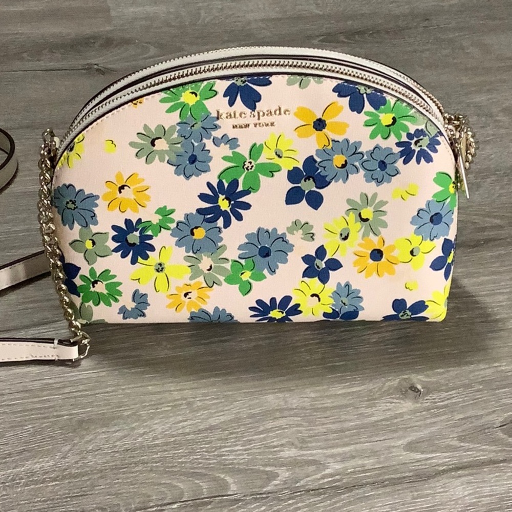 Kate Spade Yellow and Blue Floral Crossbody Bag